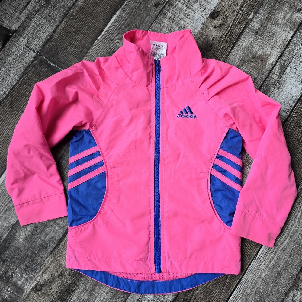 Adidas Full Zip Pink Athletic Windbreaker Jacket Size 2T
